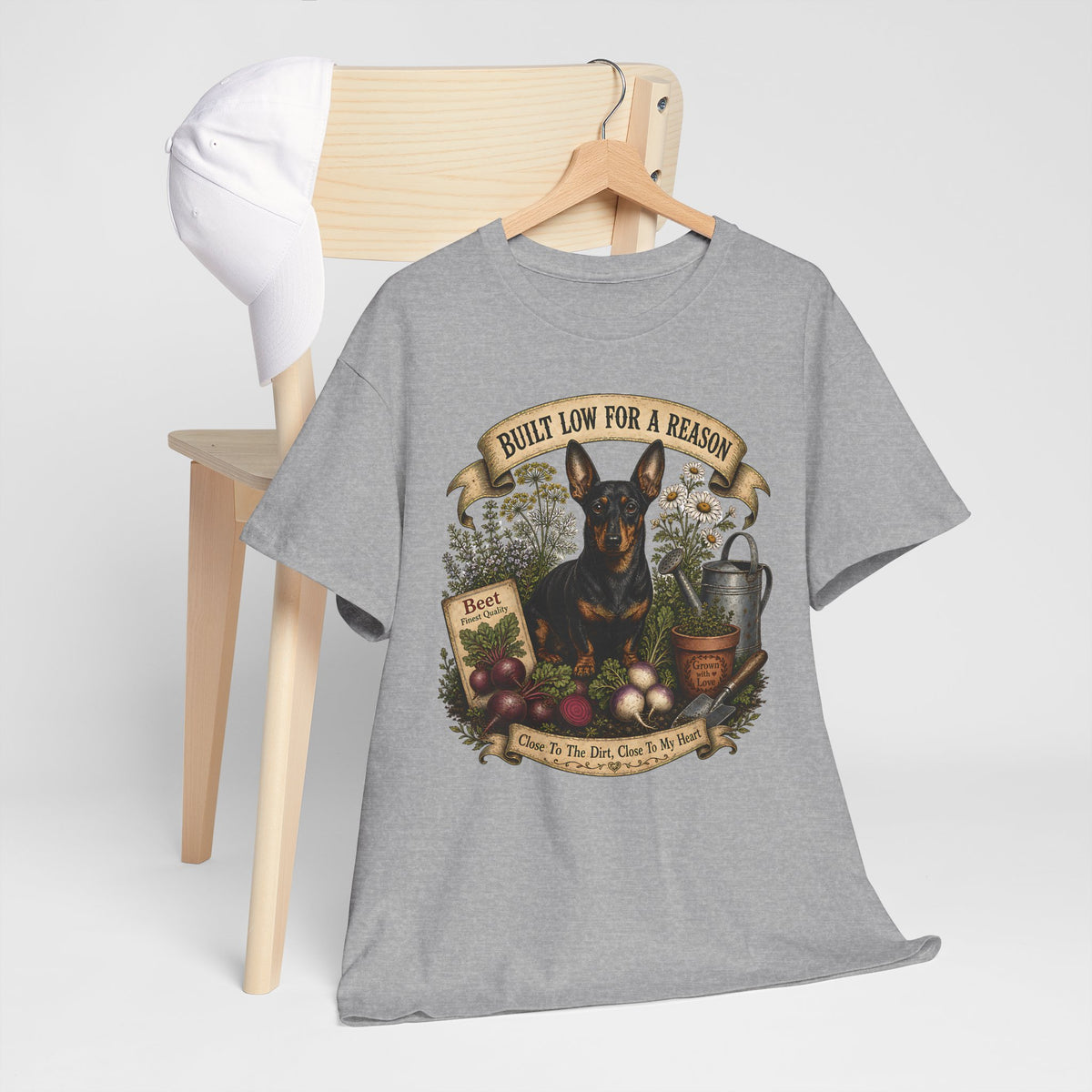 Built Low For A Reason Dachshund T-Shirt - Gardening & Dog Lover Tee
