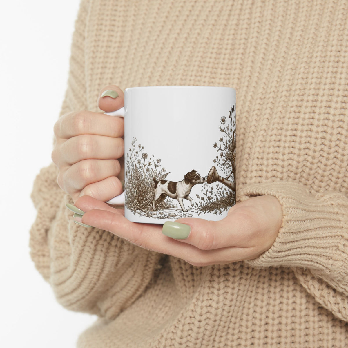 Green Thumb Ceramic Mug — Gardening Watering Can Design (11oz & 15oz)