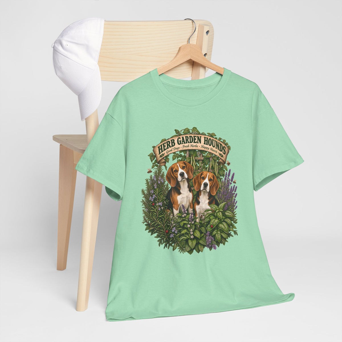 Herb Garden Hounds T-Shirt — Beagle Floral Gardening Tee