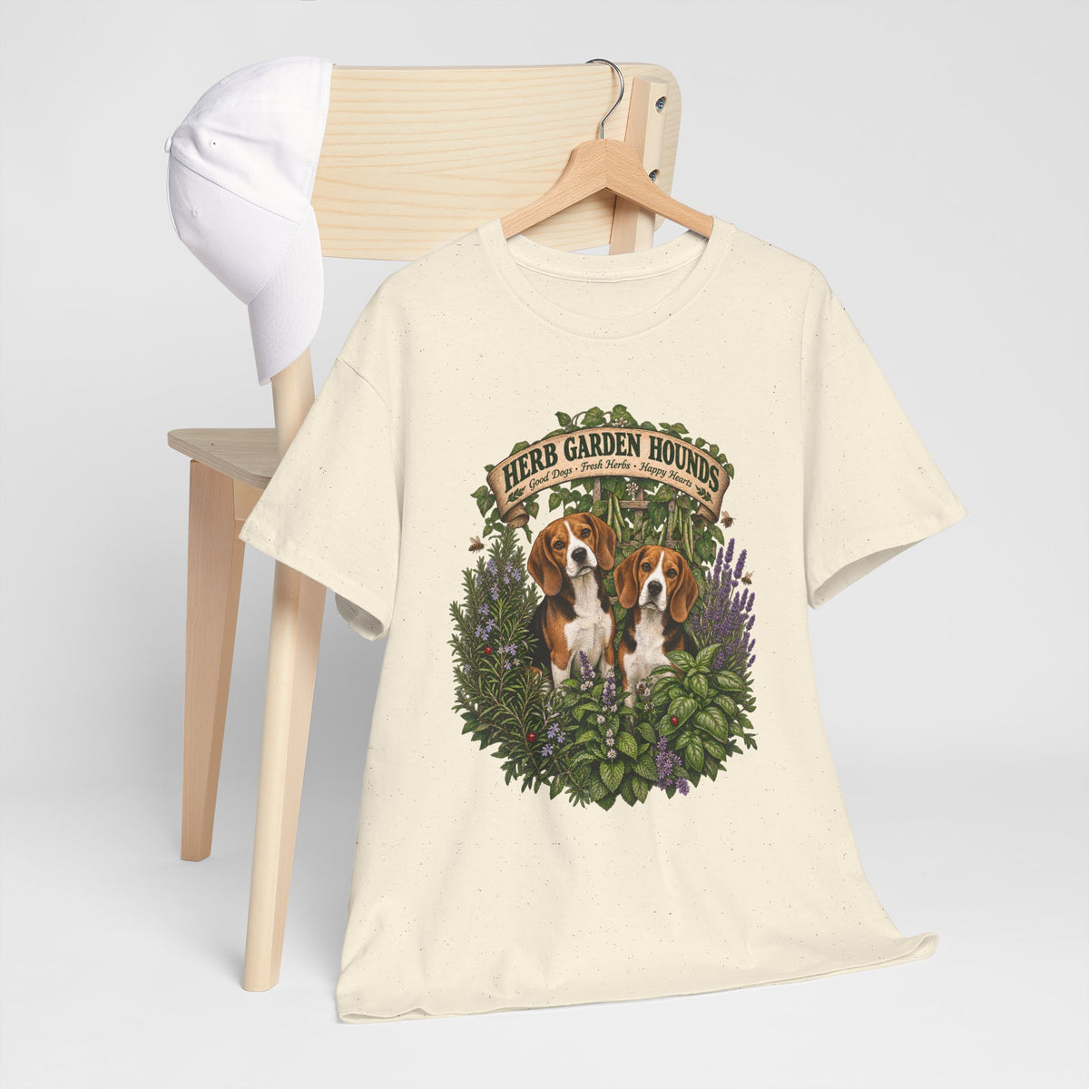 Herb Garden Hounds T-Shirt — Beagle Floral Gardening Tee