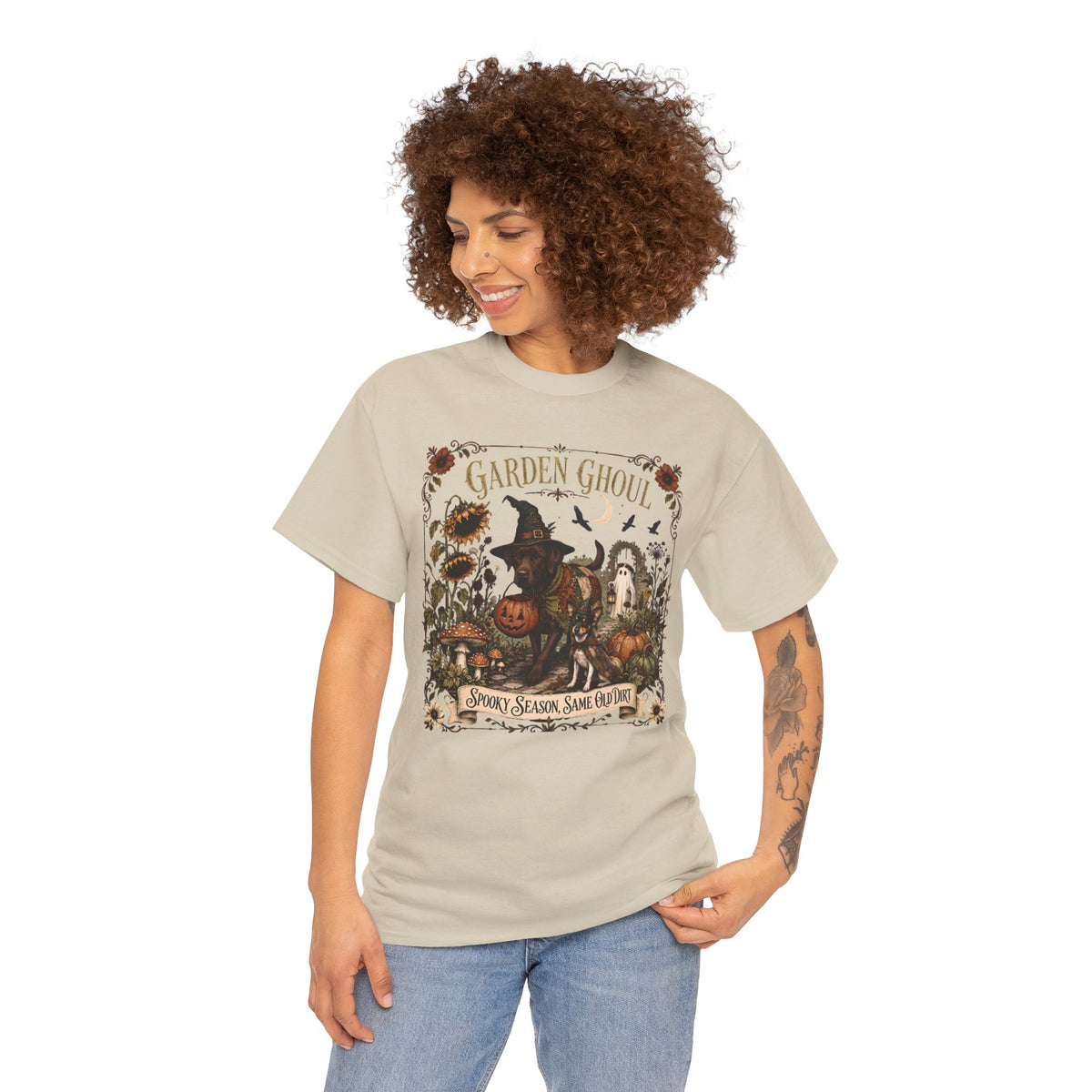 Garden Ghoul Spooky Season Same Old Dirt Unisex T-Shirt Chocolate Lab.