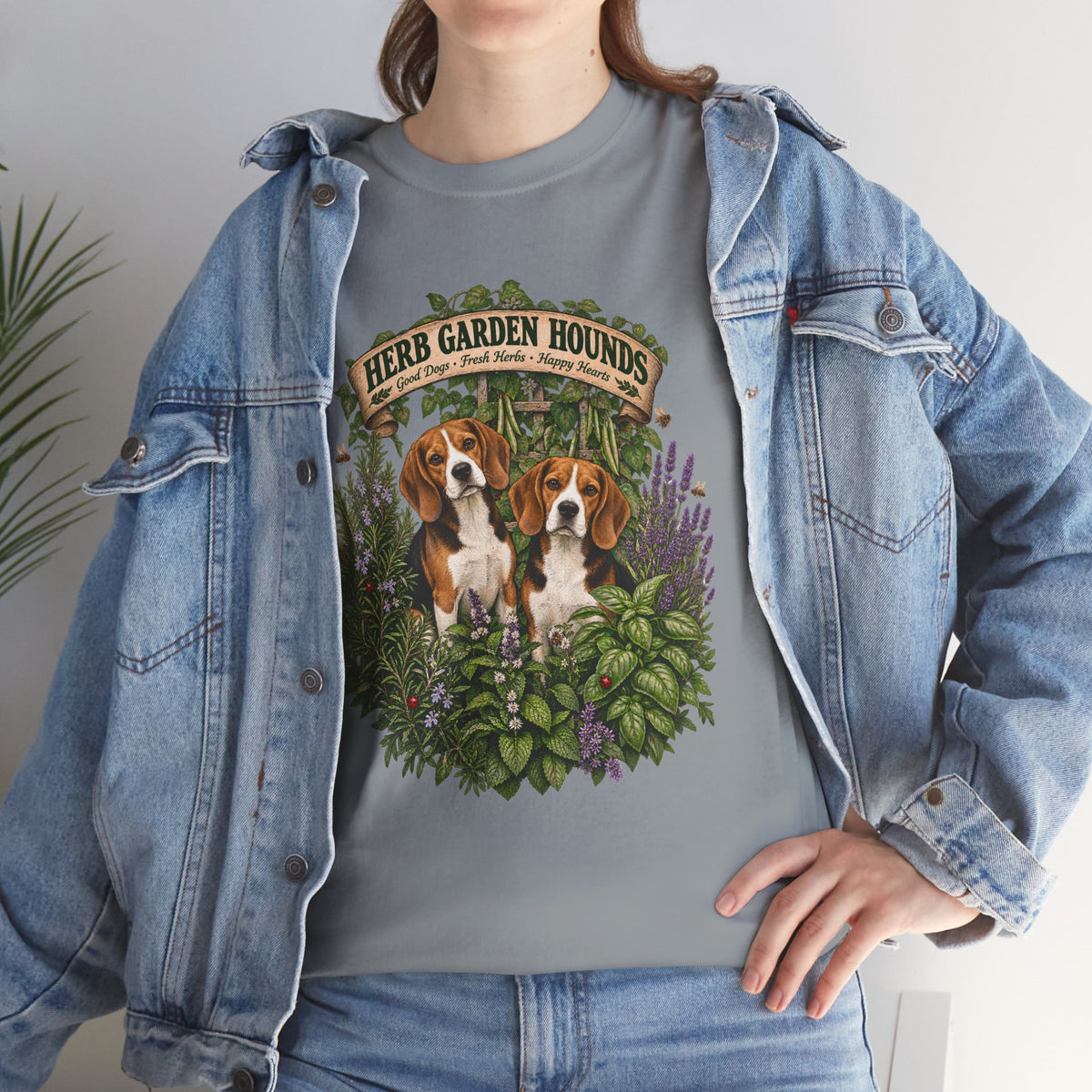 Herb Garden Hounds T-Shirt — Beagle Floral Gardening Tee
