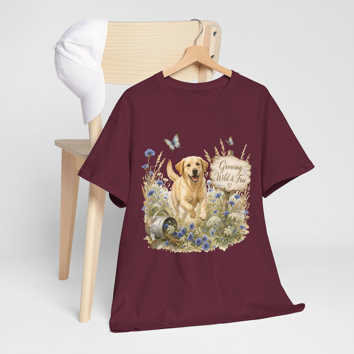 Golden Retriever Floral Tee — "Growing Wild & Free" Dog Lover Shirt