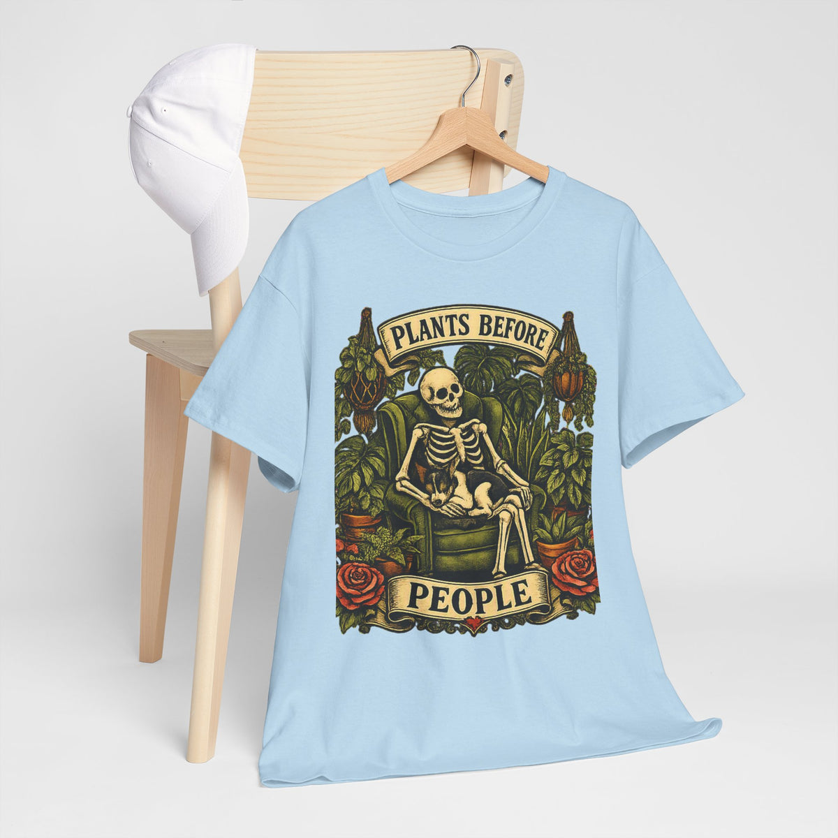Plants Before People T‑Shirt — Vintage Skeleton Gardening Tee for Plant Lovers