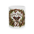 Grow Wild Puppy Ceramic Mug — Floral Rat Terrier Coffee Cup (11oz)