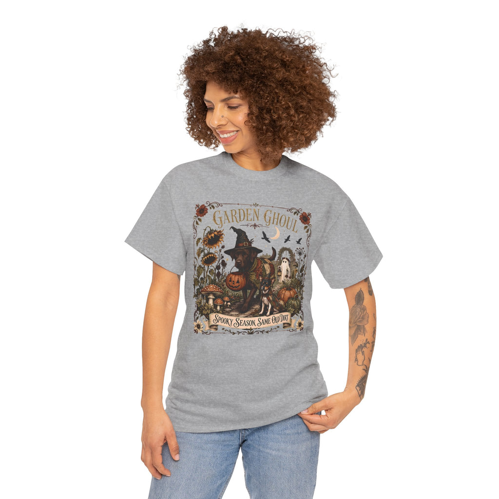Garden Ghoul Spooky Season Same Old Dirt Unisex T-Shirt Chocolate Lab.