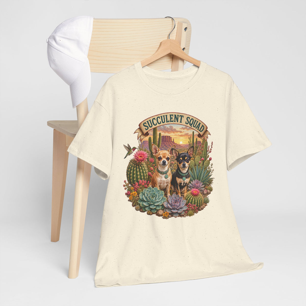 Succulent Squad T-Shirt — Cute Chihuashuas & Desert Succulents Graphic Tee