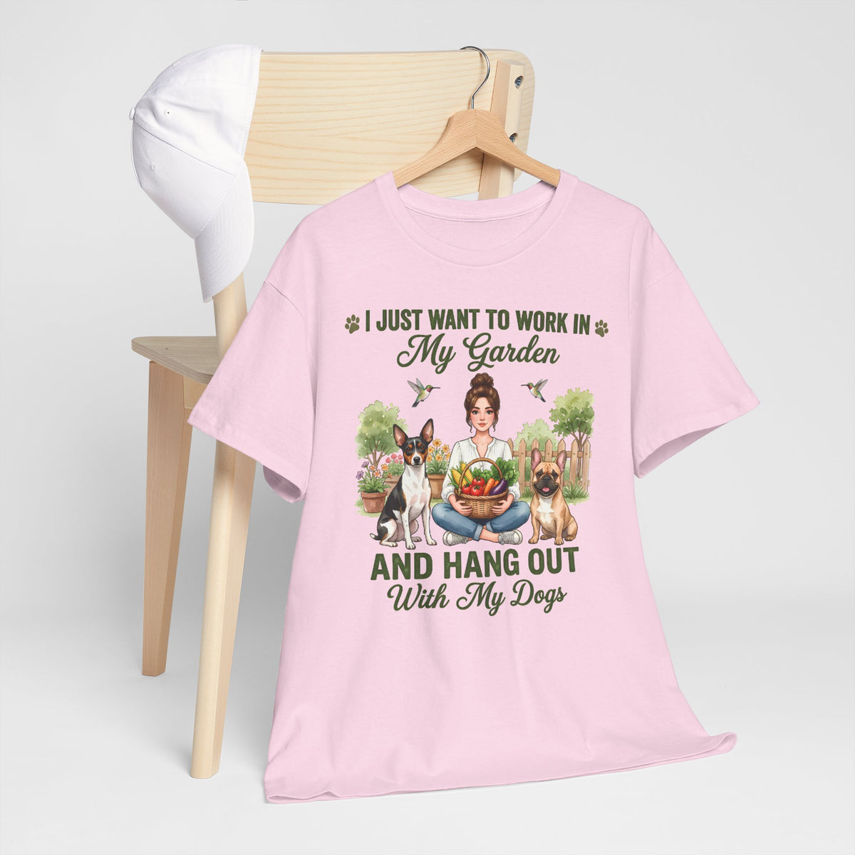 I Just Want To Work In My Garden And Hang Out With My Dogs Unisex T-Shirt — fresh garden harvest (v1)