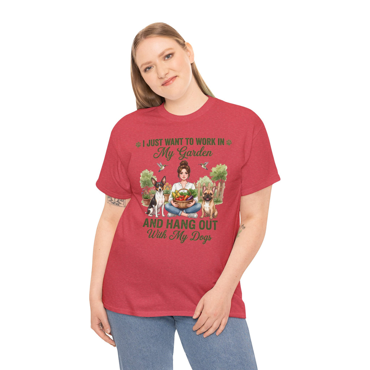 I Just Want To Work In My Garden And Hang Out With My Dogs Unisex T-Shirt — fresh garden harvest (v1)