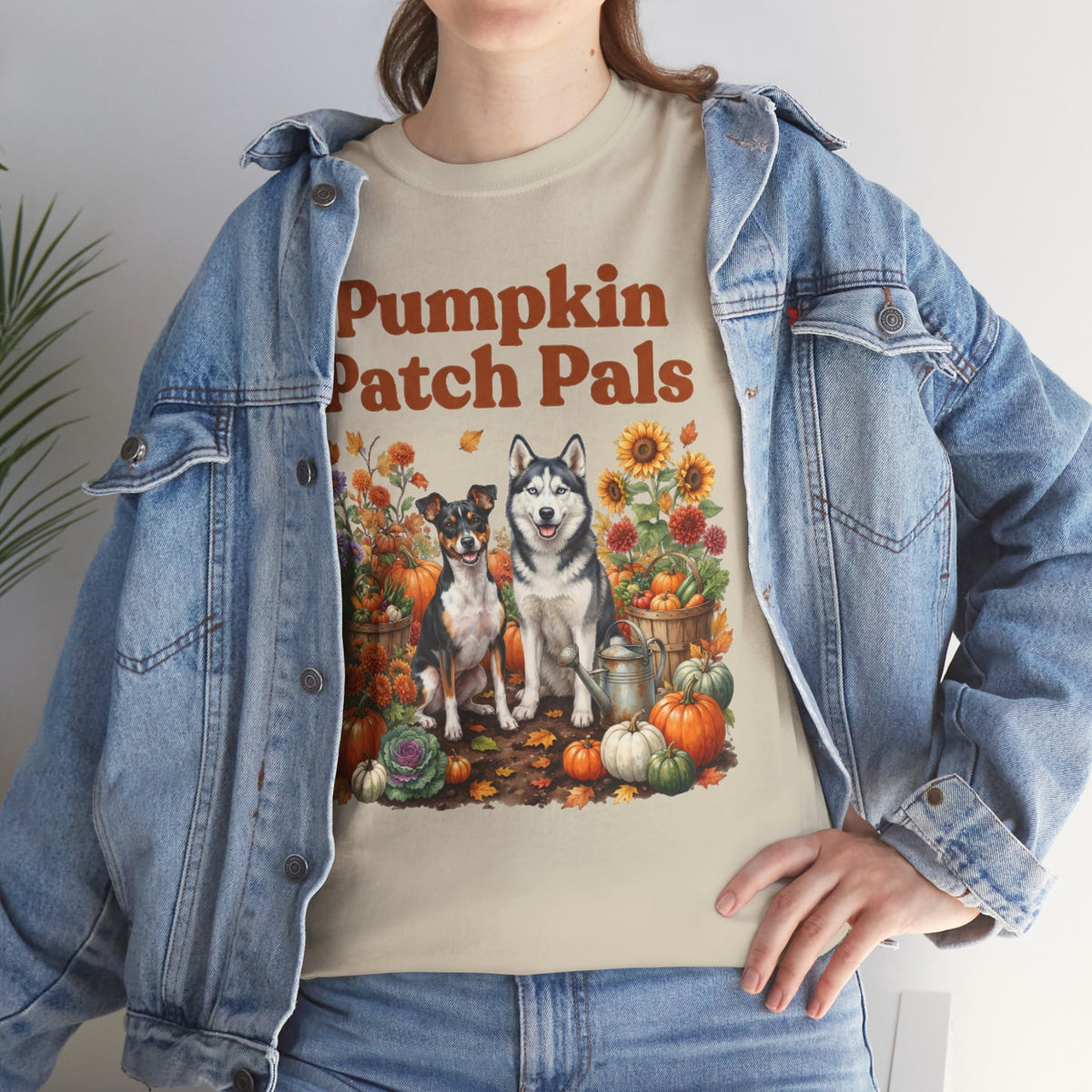 Pumpkin Patch Pals Tee — Fall Husky & Pumpkin Graphic T-Shirt