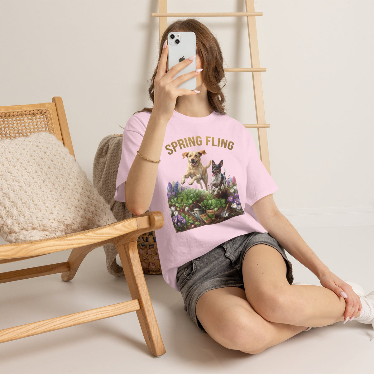Spring Fling Yellow Lab & Rat Terrier Unisex T-Shirt