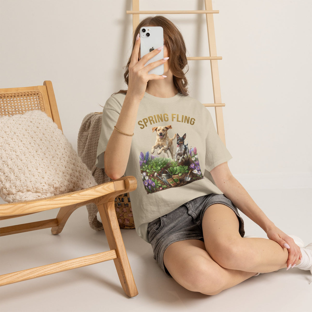 Spring Fling Yellow Lab & Rat Terrier Unisex T-Shirt