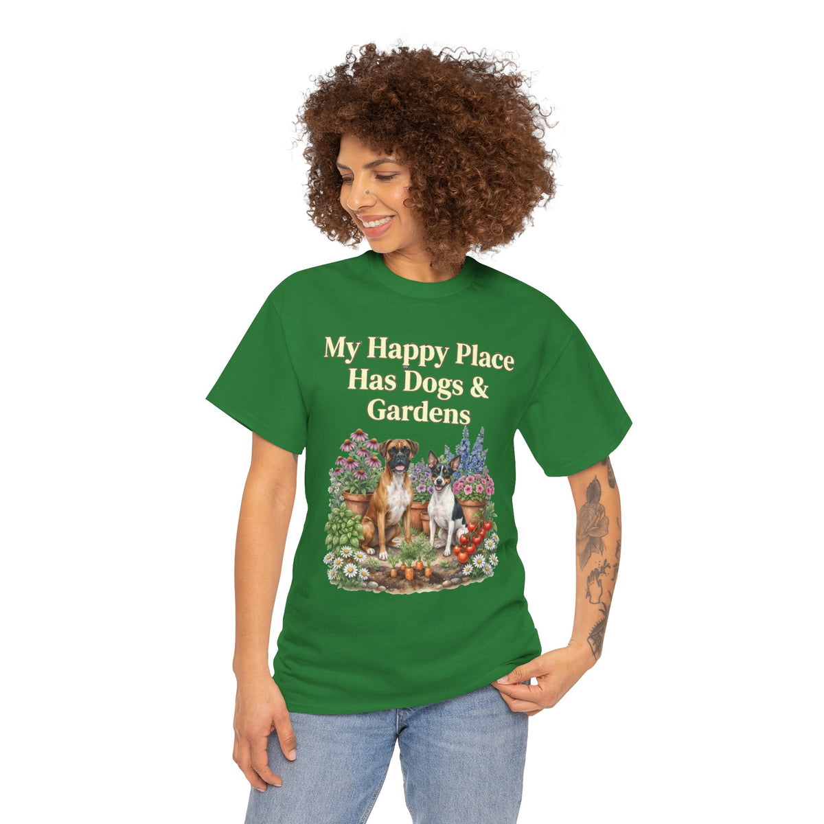 My Happy Place Has Dogs & Gardens Unisex T-Shirt