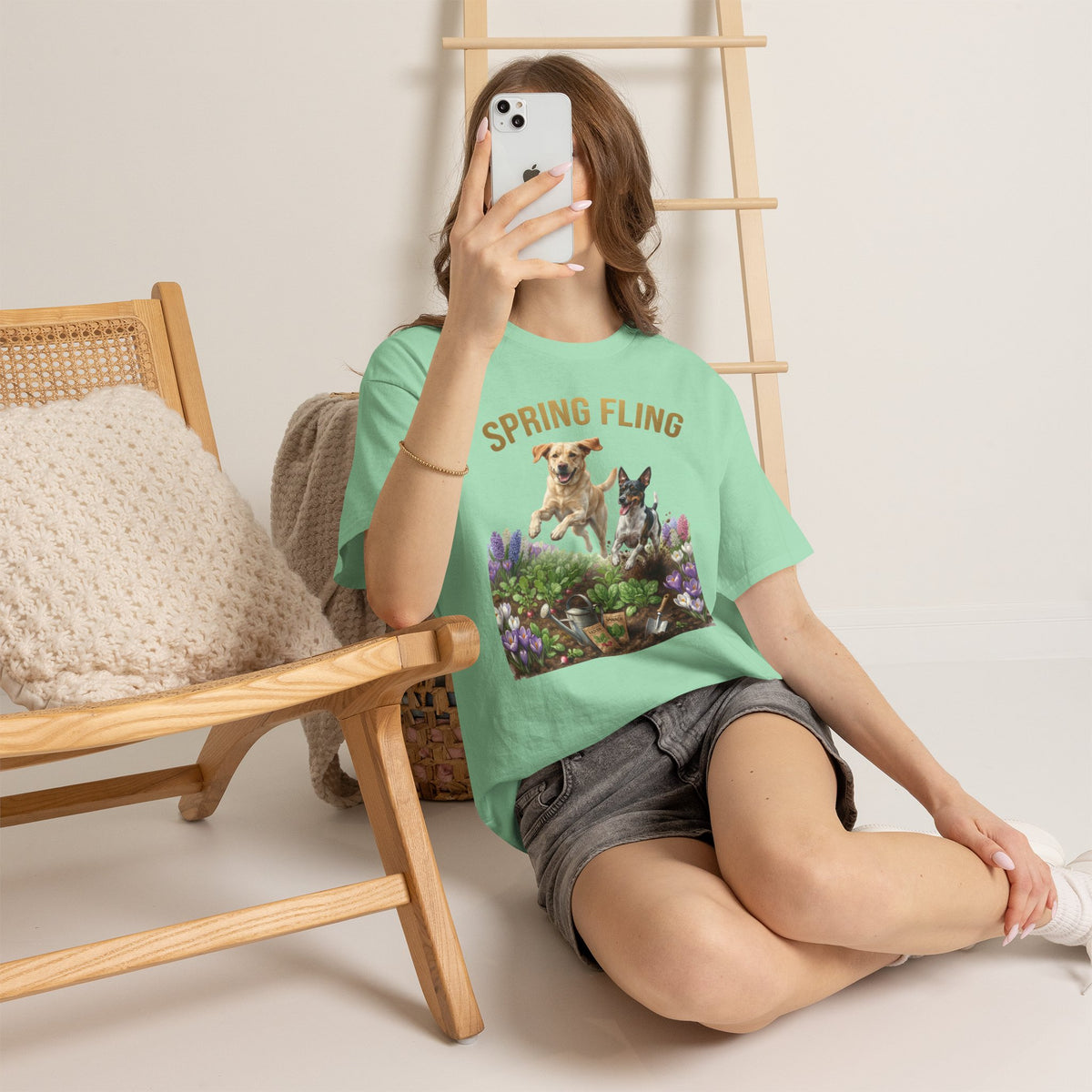 Spring Fling Yellow Lab & Rat Terrier Unisex T-Shirt