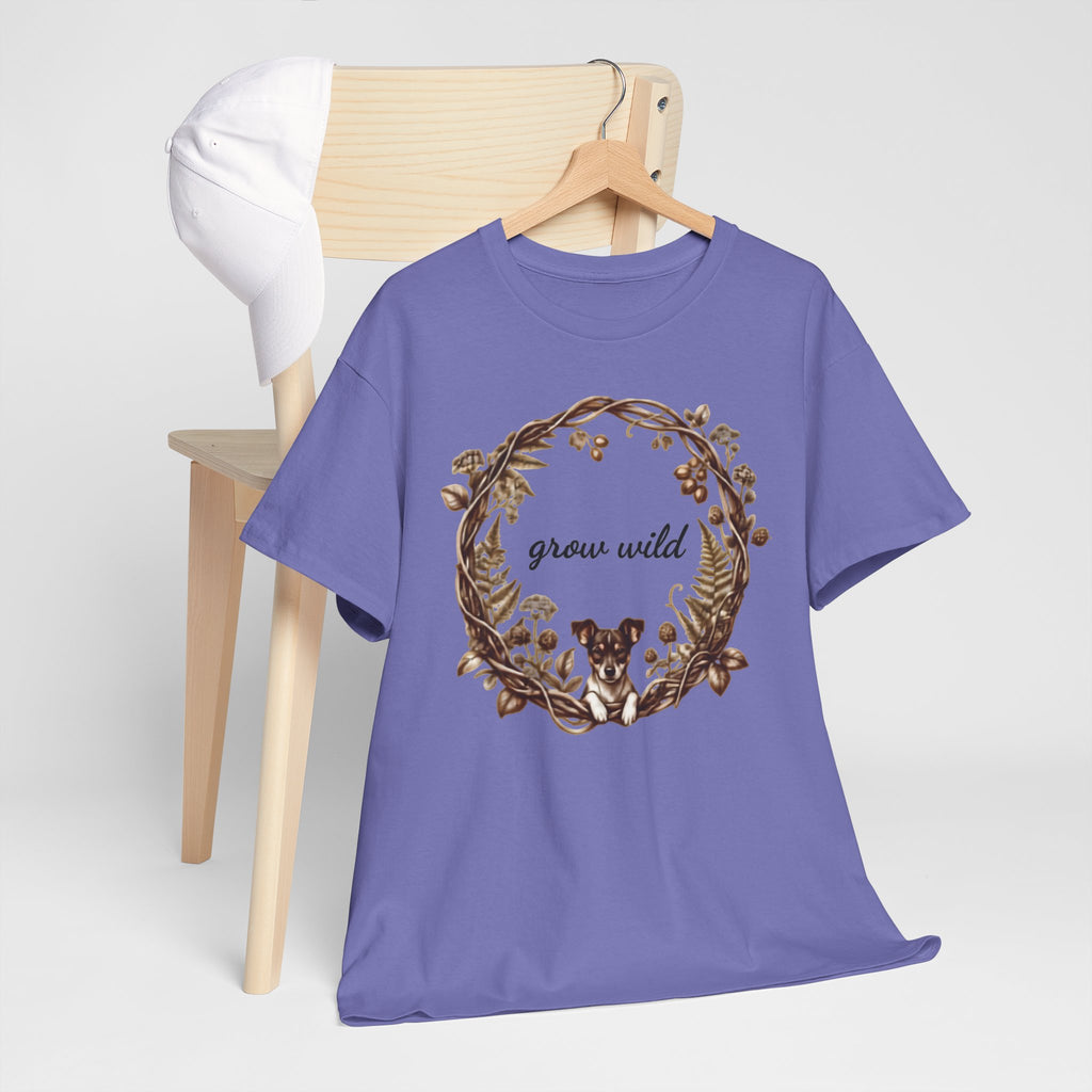 'Grow Wild' Floral Wreath with Puppy Graphic Tee