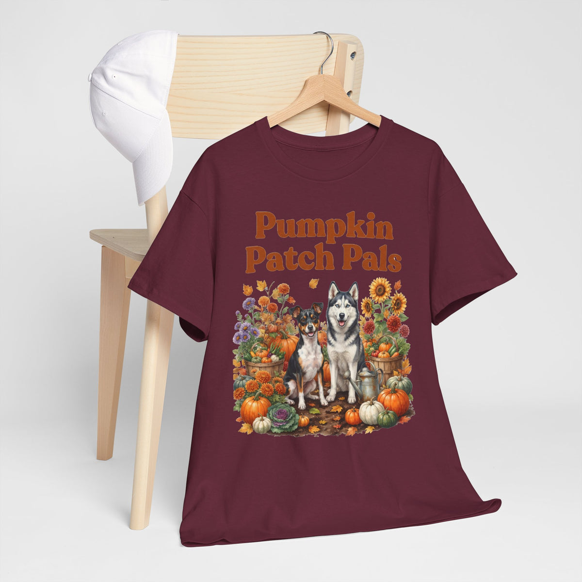 Pumpkin Patch Pals Tee — Fall Husky & Pumpkin Graphic T-Shirt