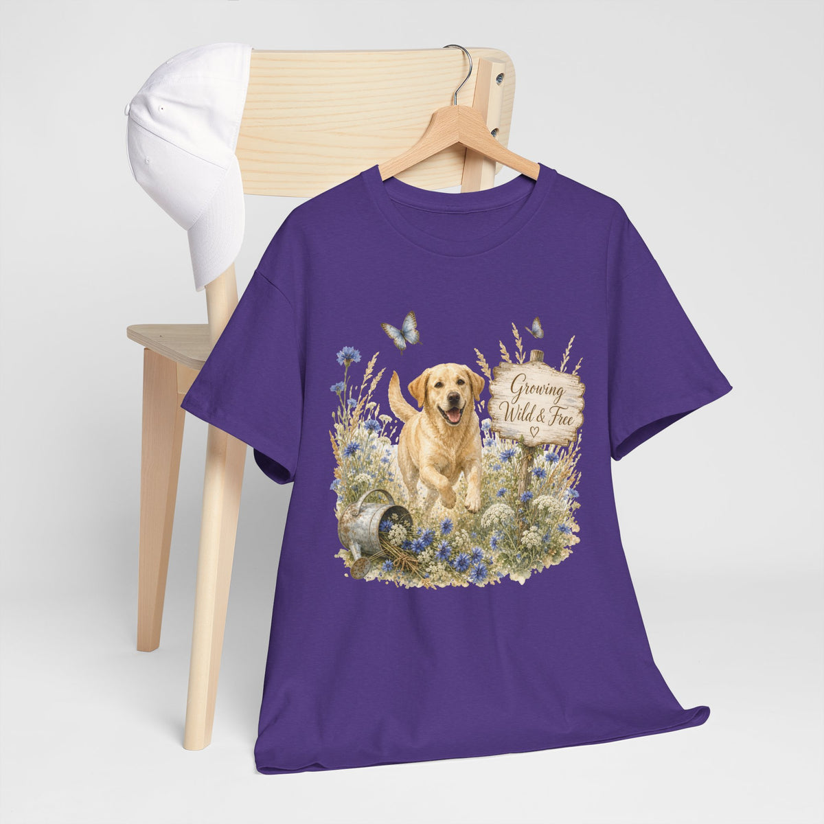 Golden Retriever Floral Tee — "Growing Wild & Free" Dog Lover Shirt