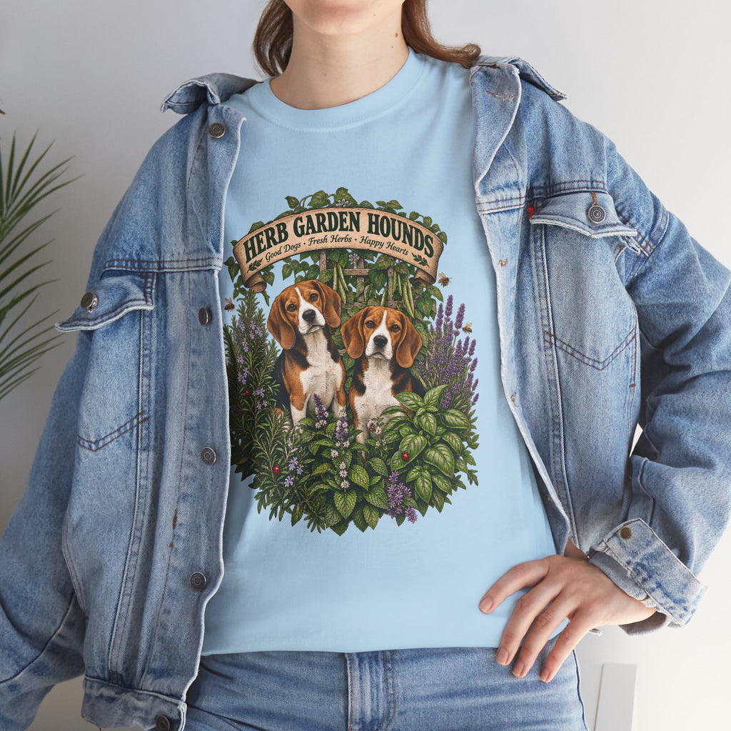 Herb Garden Hounds T-Shirt — Beagle Floral Gardening Tee