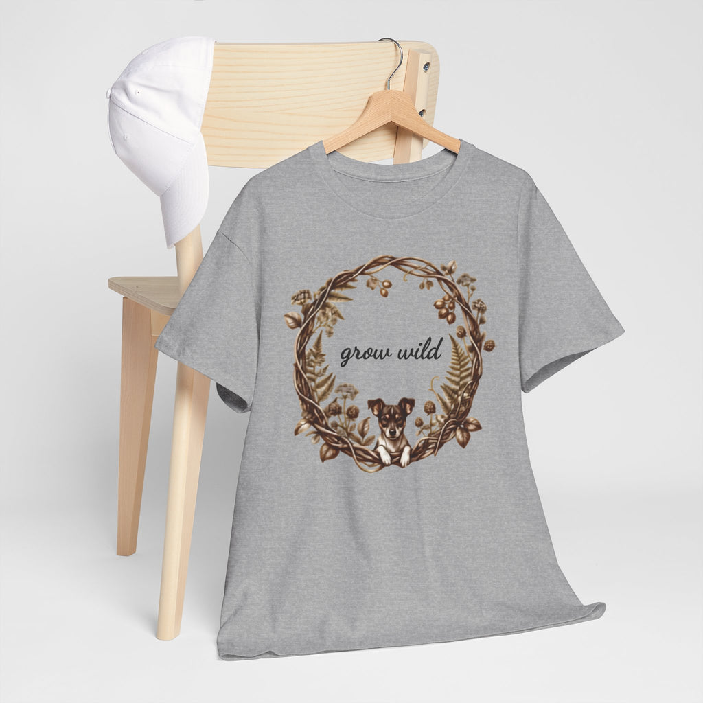 'Grow Wild' Floral Wreath with Puppy Graphic Tee