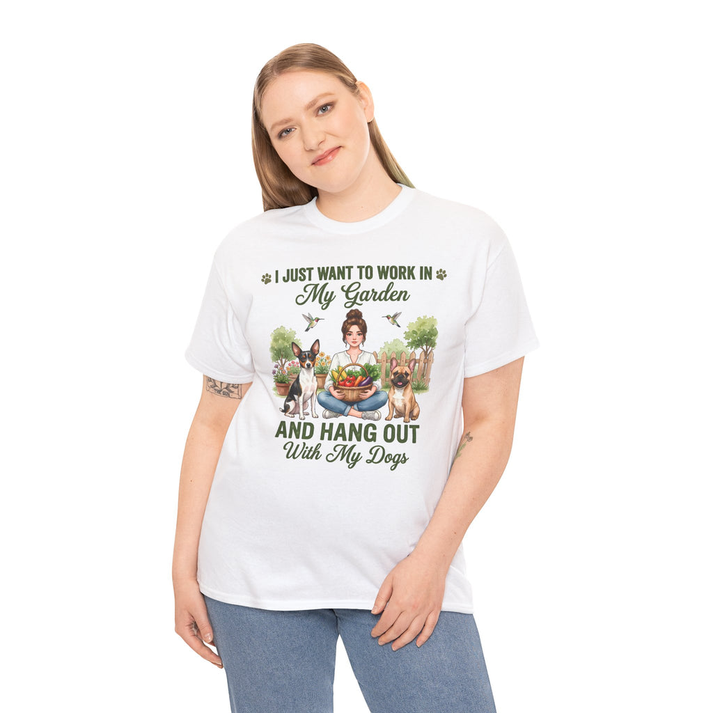 I Just Want To Work In My Garden And Hang Out With My Dogs Unisex T-Shirt — fresh garden harvest (v1)