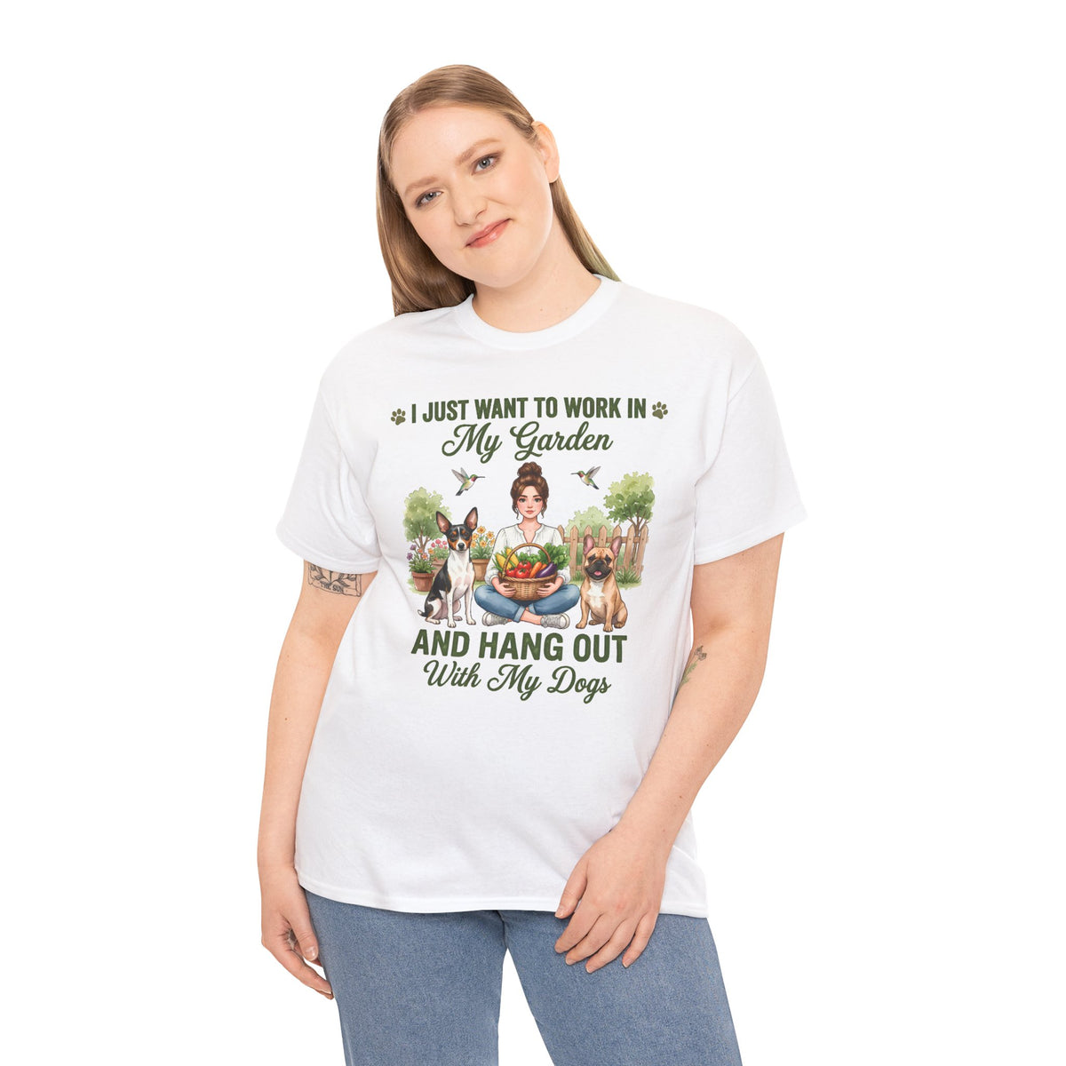 I Just Want To Work In My Garden And Hang Out With My Dogs Unisex T-Shirt — fresh garden harvest (v1)