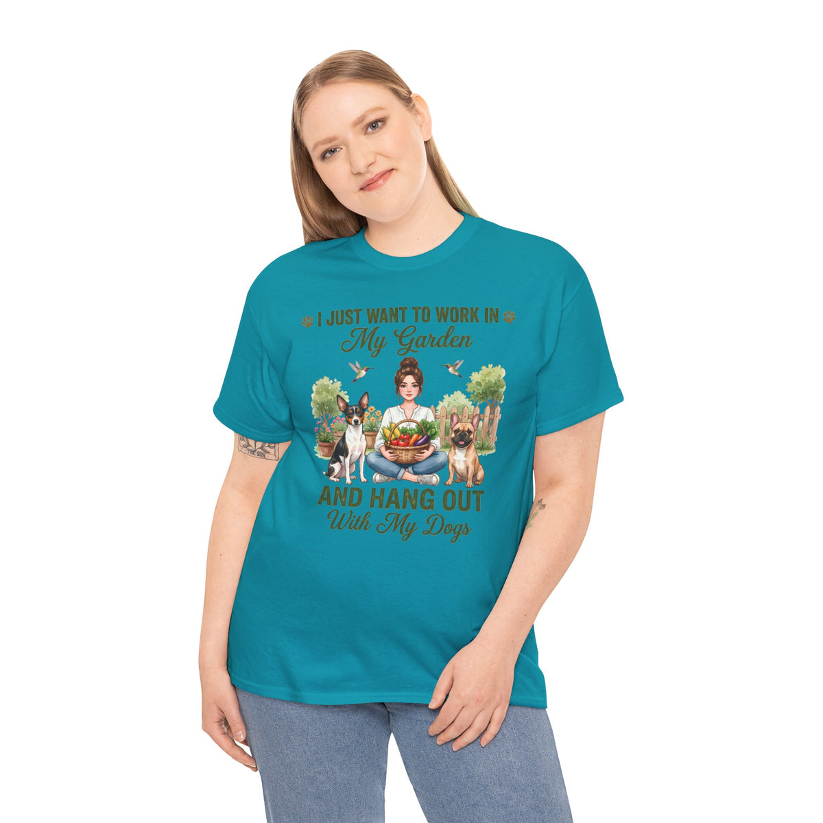I Just Want To Work In My Garden And Hang Out With My Dogs Unisex T-Shirt — fresh garden harvest (v1)