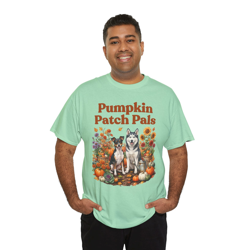 Pumpkin Patch Pals Tee — Fall Husky & Pumpkin Graphic T-Shirt