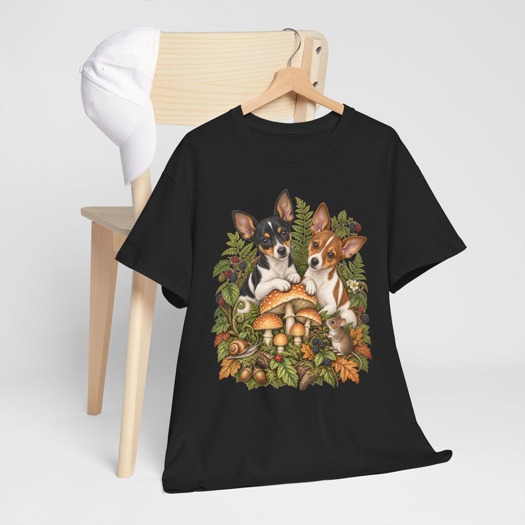 Rat Terrier Puppies Autumn Mushroom T-Shirt