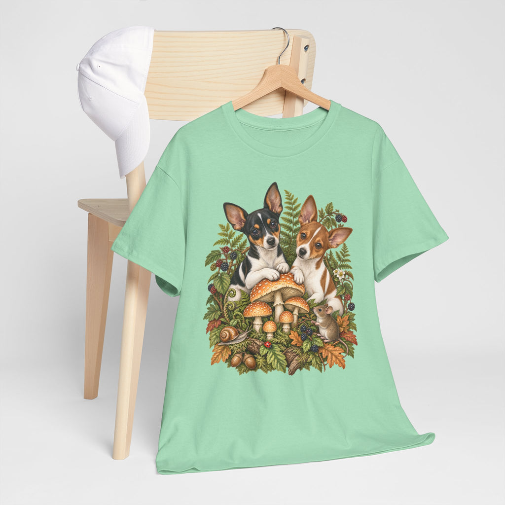 Rat Terrier Puppies Autumn Mushroom T-Shirt