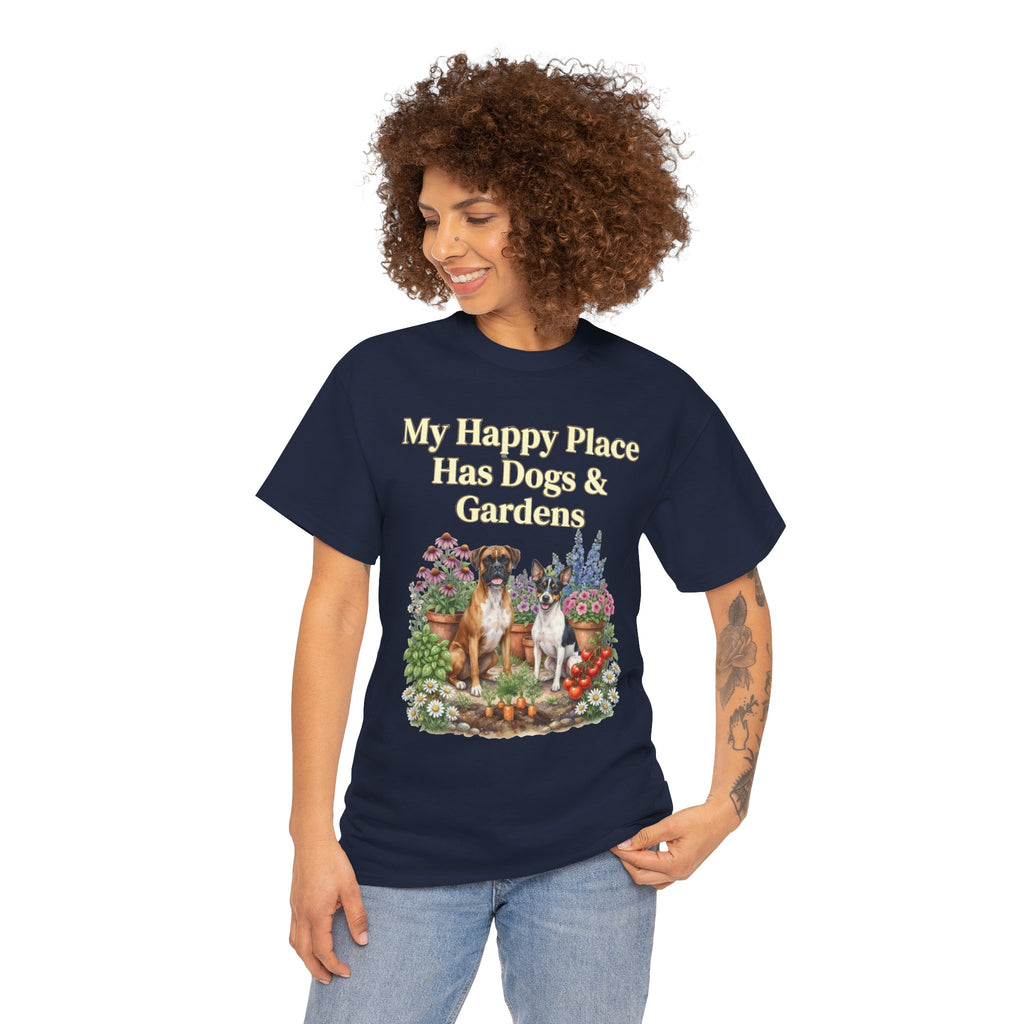 My Happy Place Has Dogs & Gardens Unisex T-Shirt