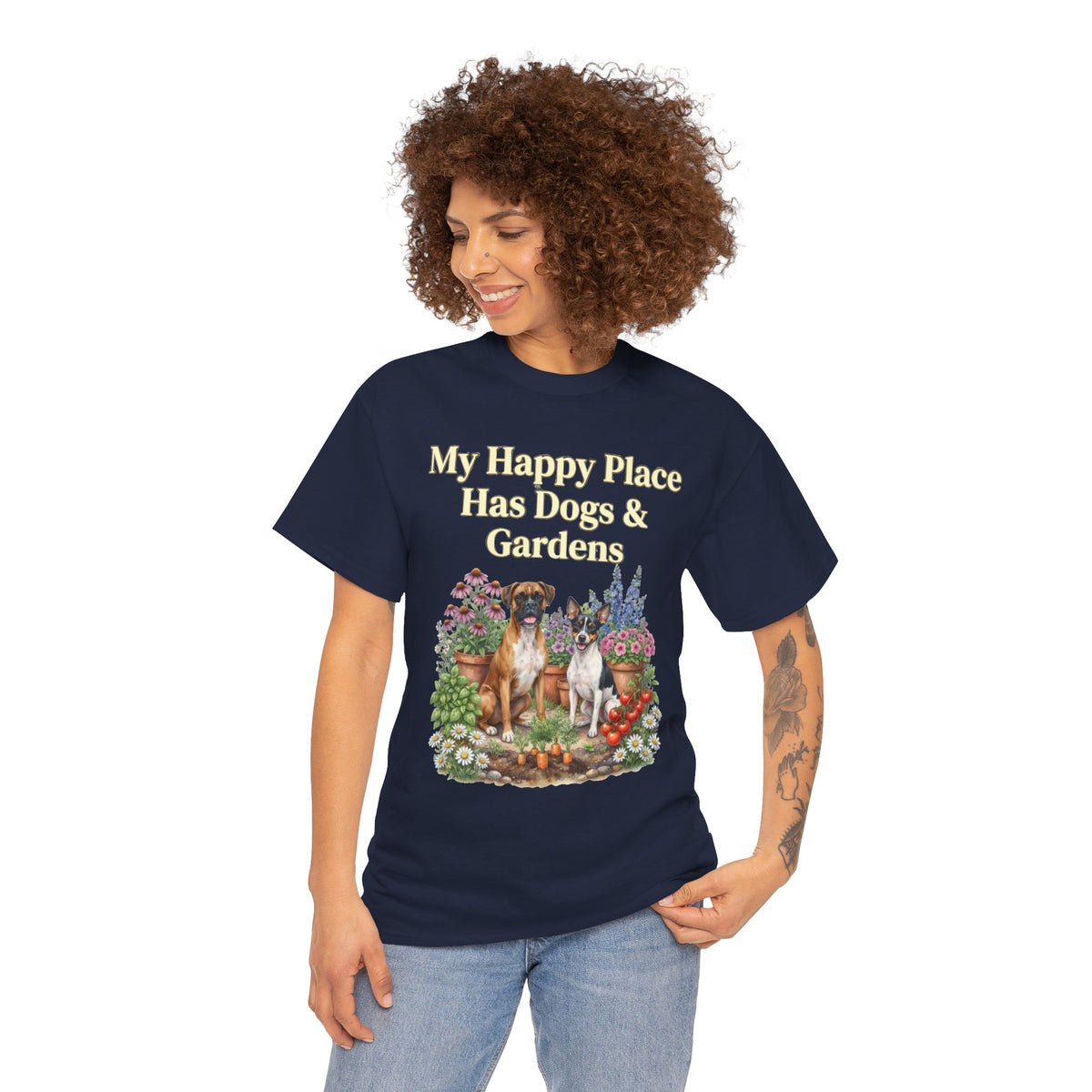 My Happy Place Has Dogs & Gardens Unisex T-Shirt