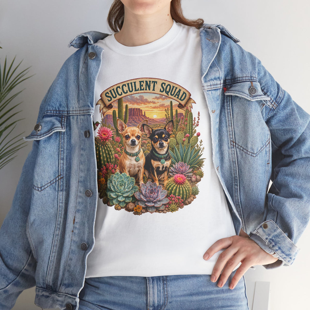 Succulent Squad T-Shirt — Cute Chihuashuas & Desert Succulents Graphic Tee