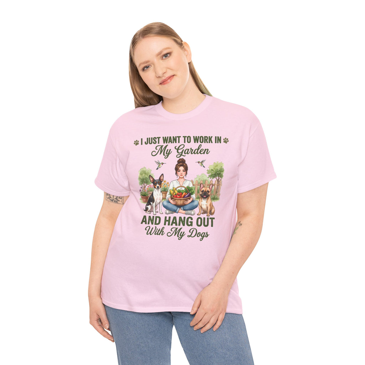 I Just Want To Work In My Garden And Hang Out With My Dogs Unisex T-Shirt — fresh garden harvest (v1)