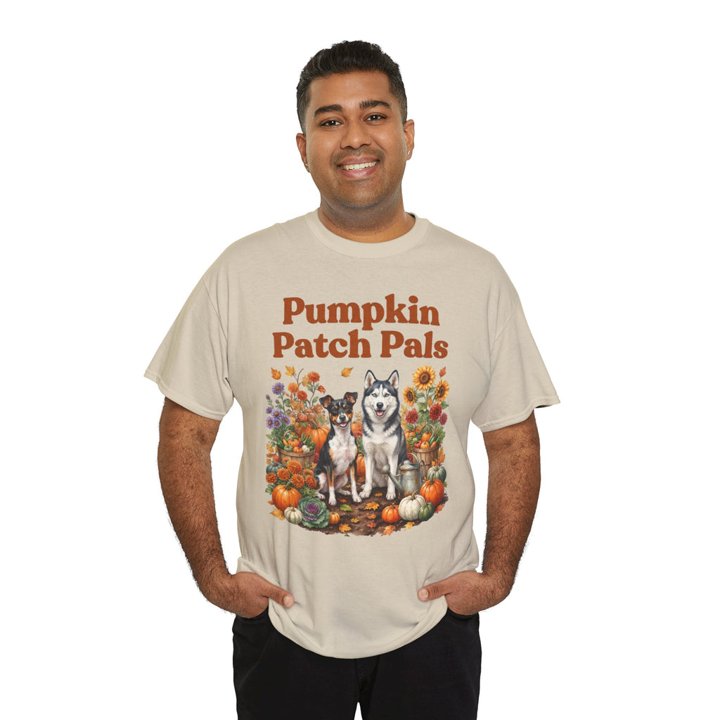 Pumpkin Patch Pals Tee — Fall Husky & Pumpkin Graphic T-Shirt