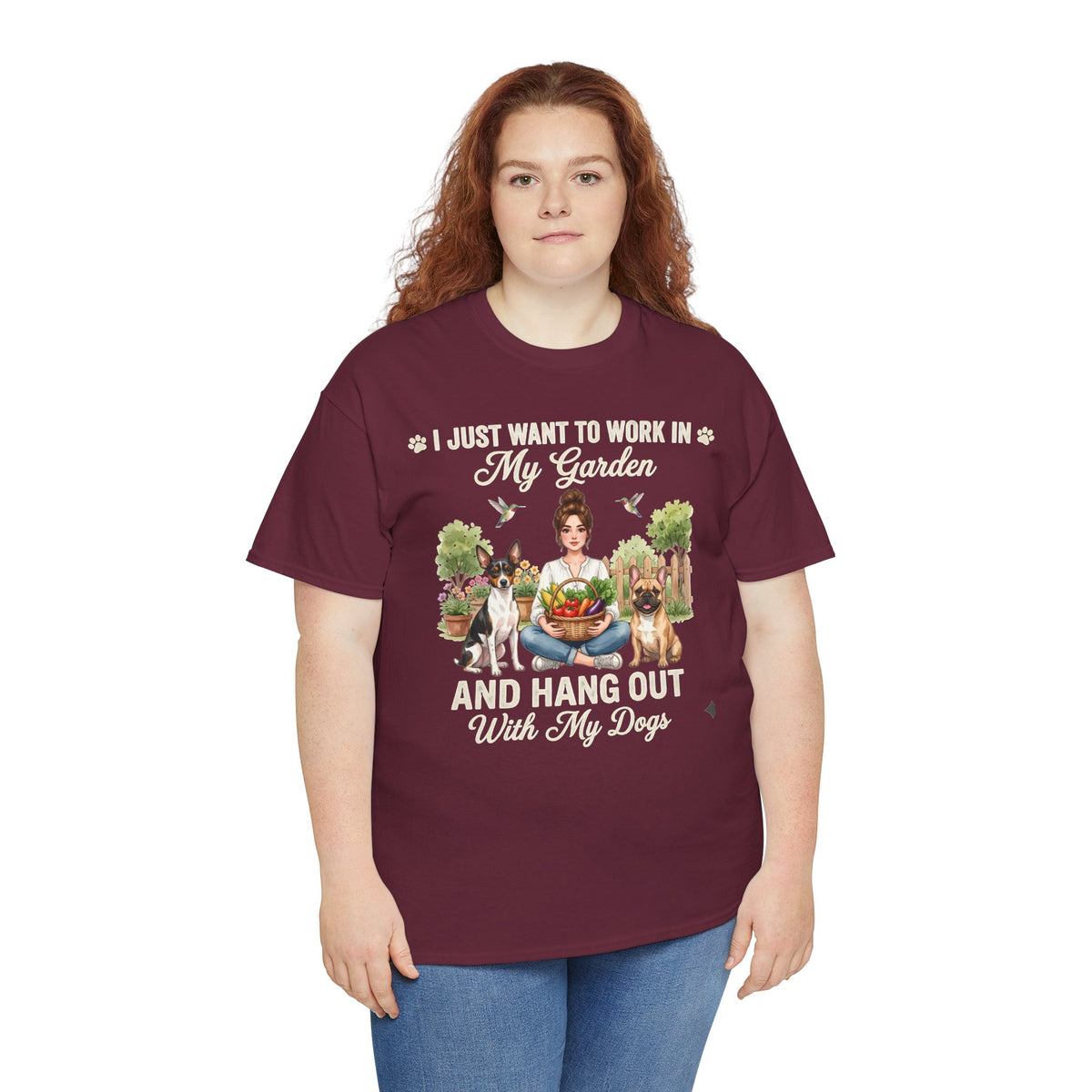 I Just Want To Work In My Garden And Hang Out With My Dogs Unisex T-Shirt — fresh garden harvest (v2)