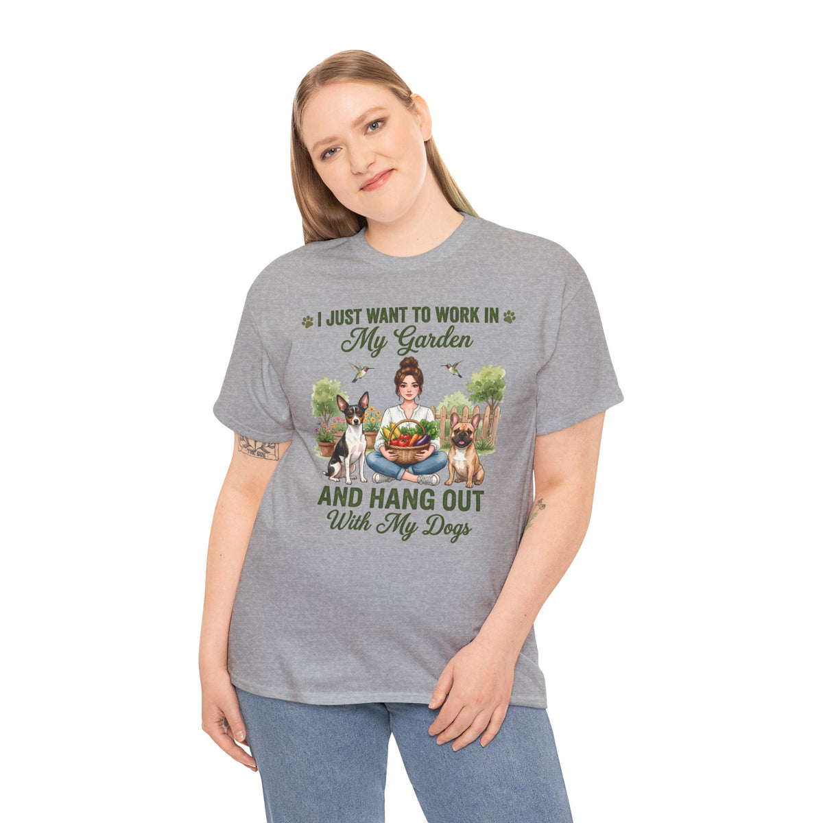 I Just Want To Work In My Garden And Hang Out With My Dogs Unisex T-Shirt — fresh garden harvest (v1)