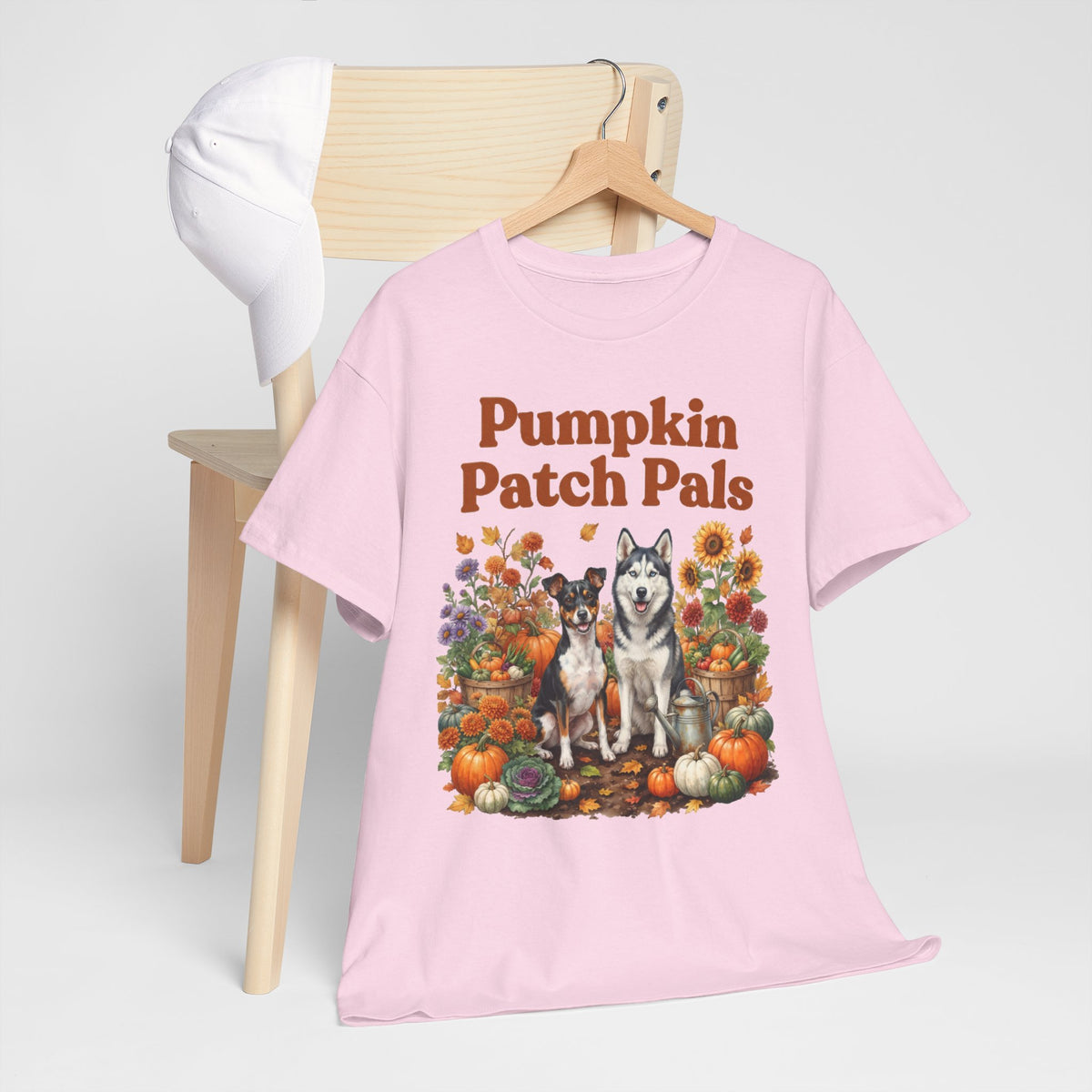Pumpkin Patch Pals Tee — Fall Husky & Pumpkin Graphic T-Shirt
