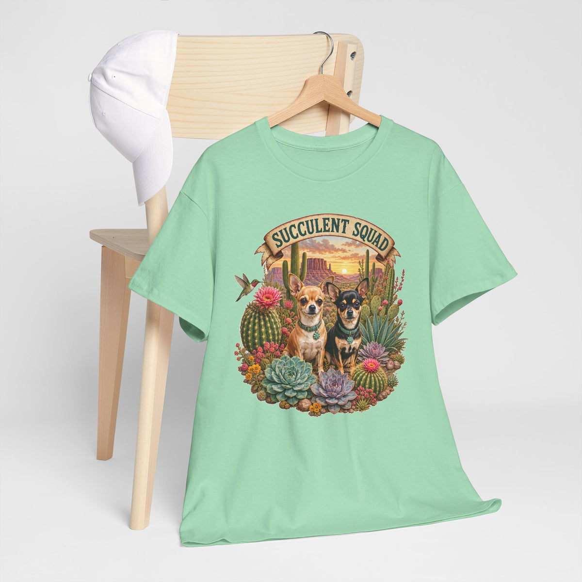 Succulent Squad T-Shirt — Cute Chihuashuas & Desert Succulents Graphic Tee