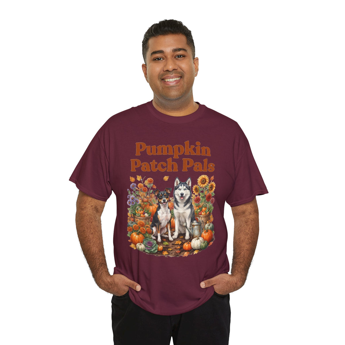 Pumpkin Patch Pals Tee — Fall Husky & Pumpkin Graphic T-Shirt