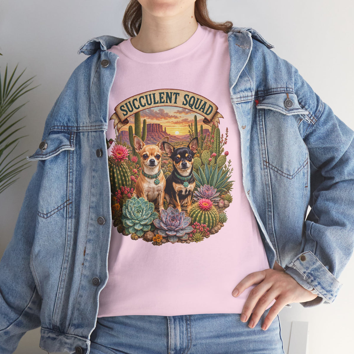 Succulent Squad T-Shirt — Cute Chihuashuas & Desert Succulents Graphic Tee