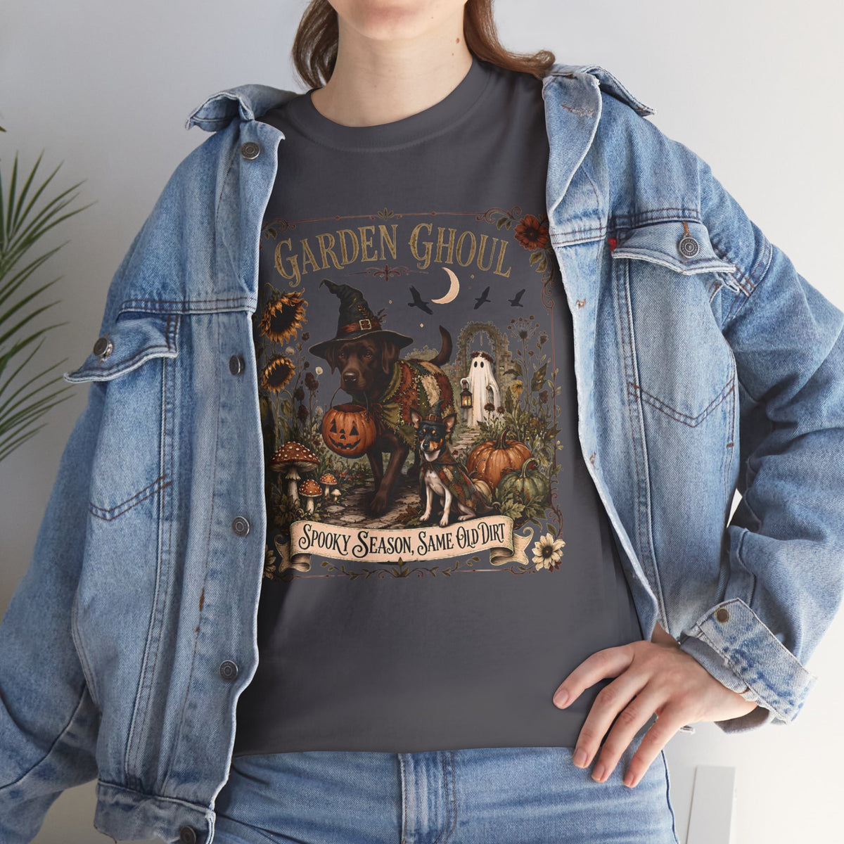 Garden Ghoul Spooky Season Same Old Dirt Unisex T-Shirt Chocolate Lab.