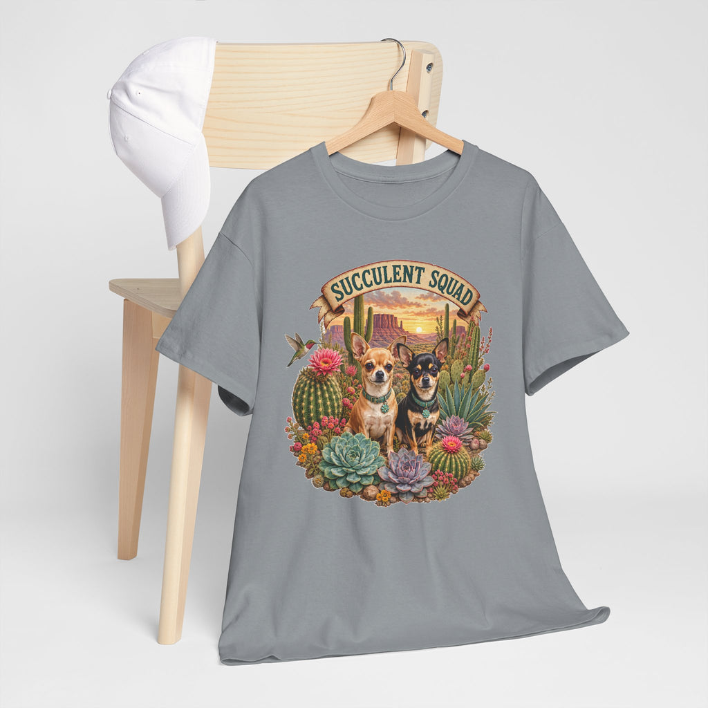 Succulent Squad T-Shirt — Cute Chihuashuas & Desert Succulents Graphic Tee