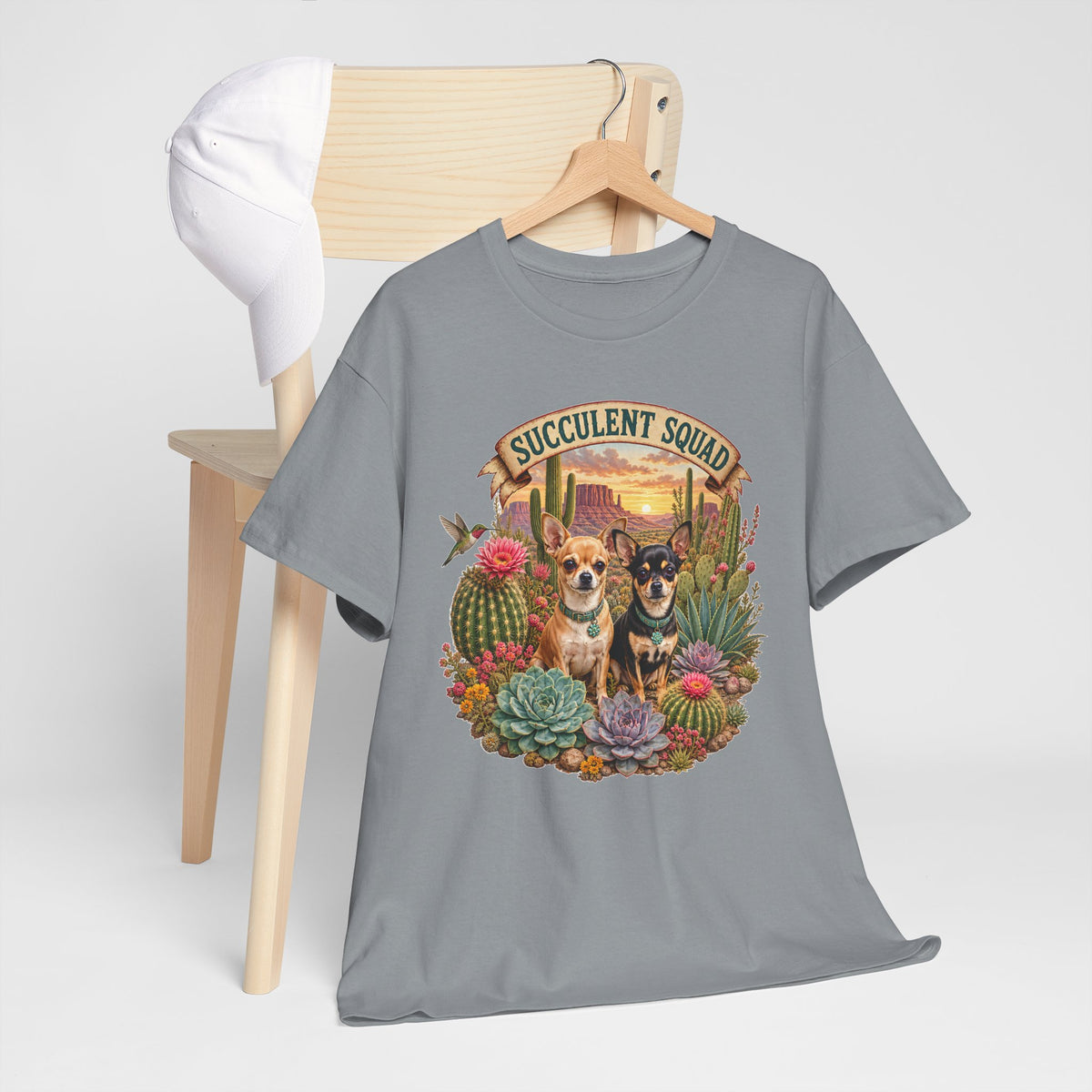 Succulent Squad T-Shirt — Cute Chihuashuas & Desert Succulents Graphic Tee