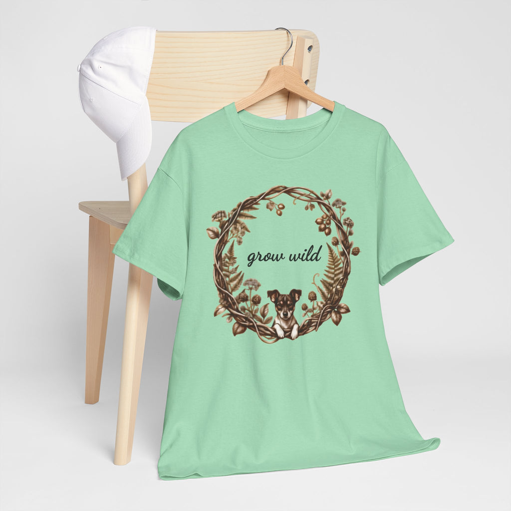 'Grow Wild' Floral Wreath with Puppy Graphic Tee