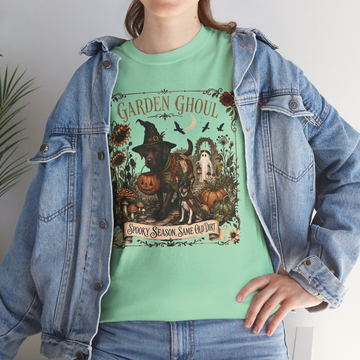 Garden Ghoul Spooky Season Same Old Dirt Unisex T-Shirt Chocolate Lab.