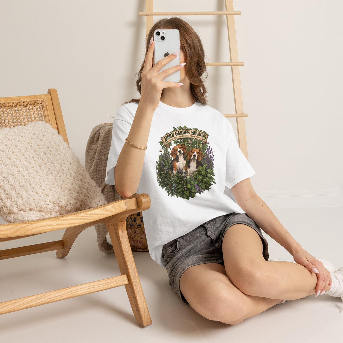 Herb Garden Hounds T-Shirt — Beagle Floral Gardening Tee
