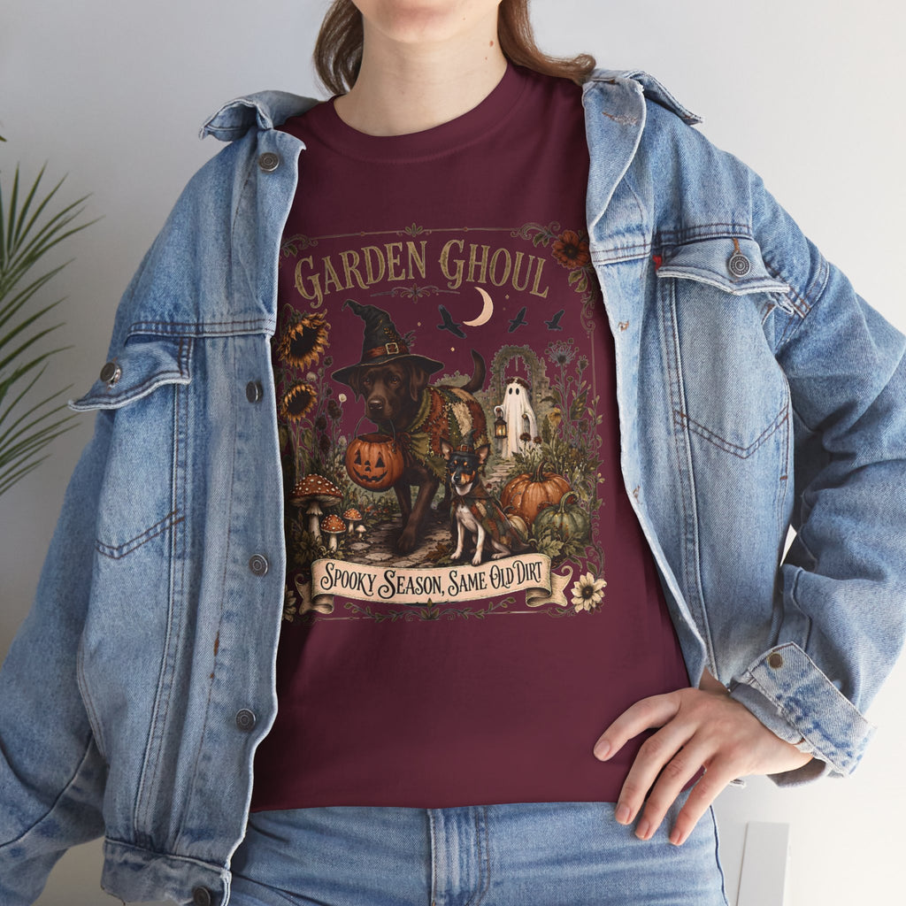 Garden Ghoul Spooky Season Same Old Dirt Unisex T-Shirt Chocolate Lab.
