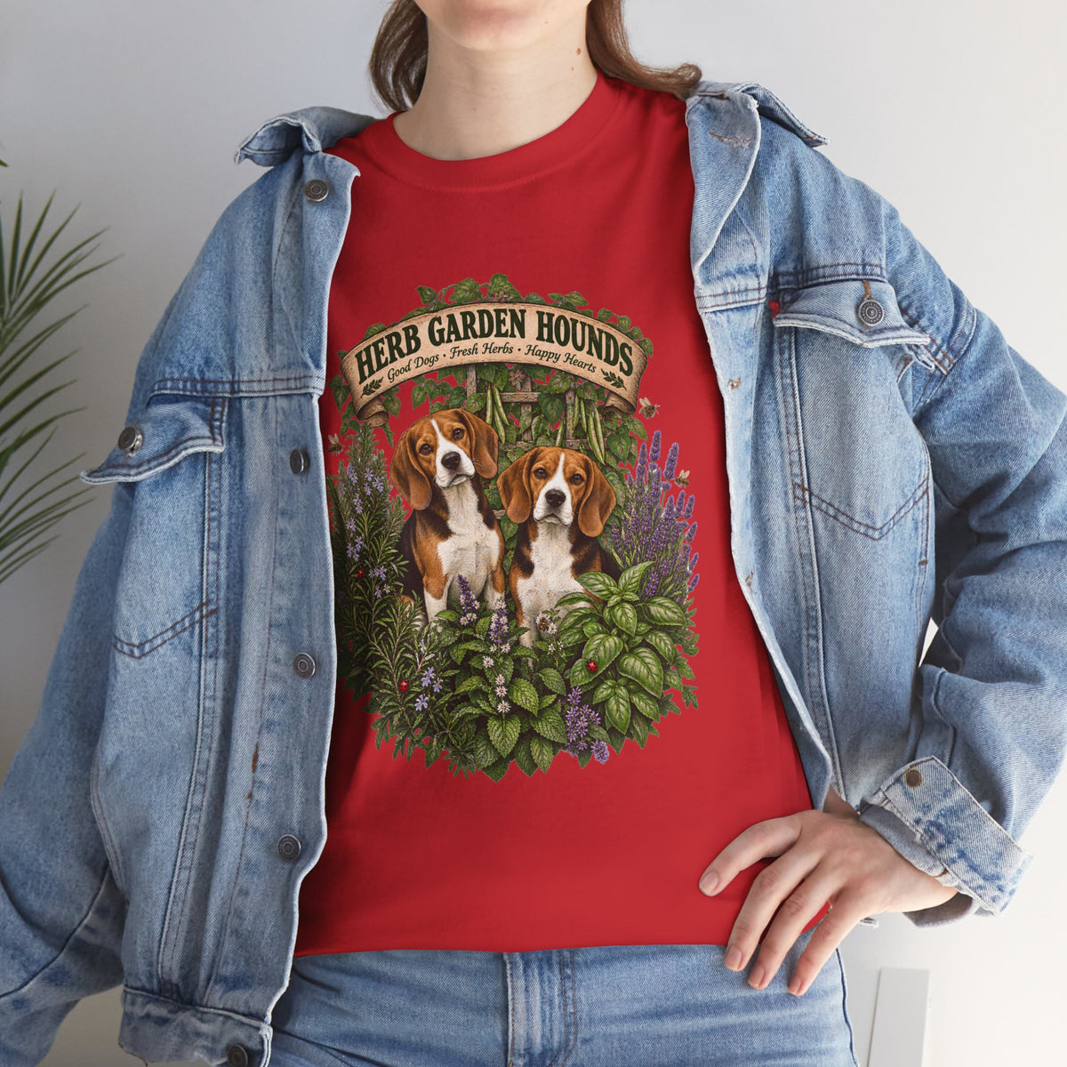 Herb Garden Hounds T-Shirt — Beagle Floral Gardening Tee