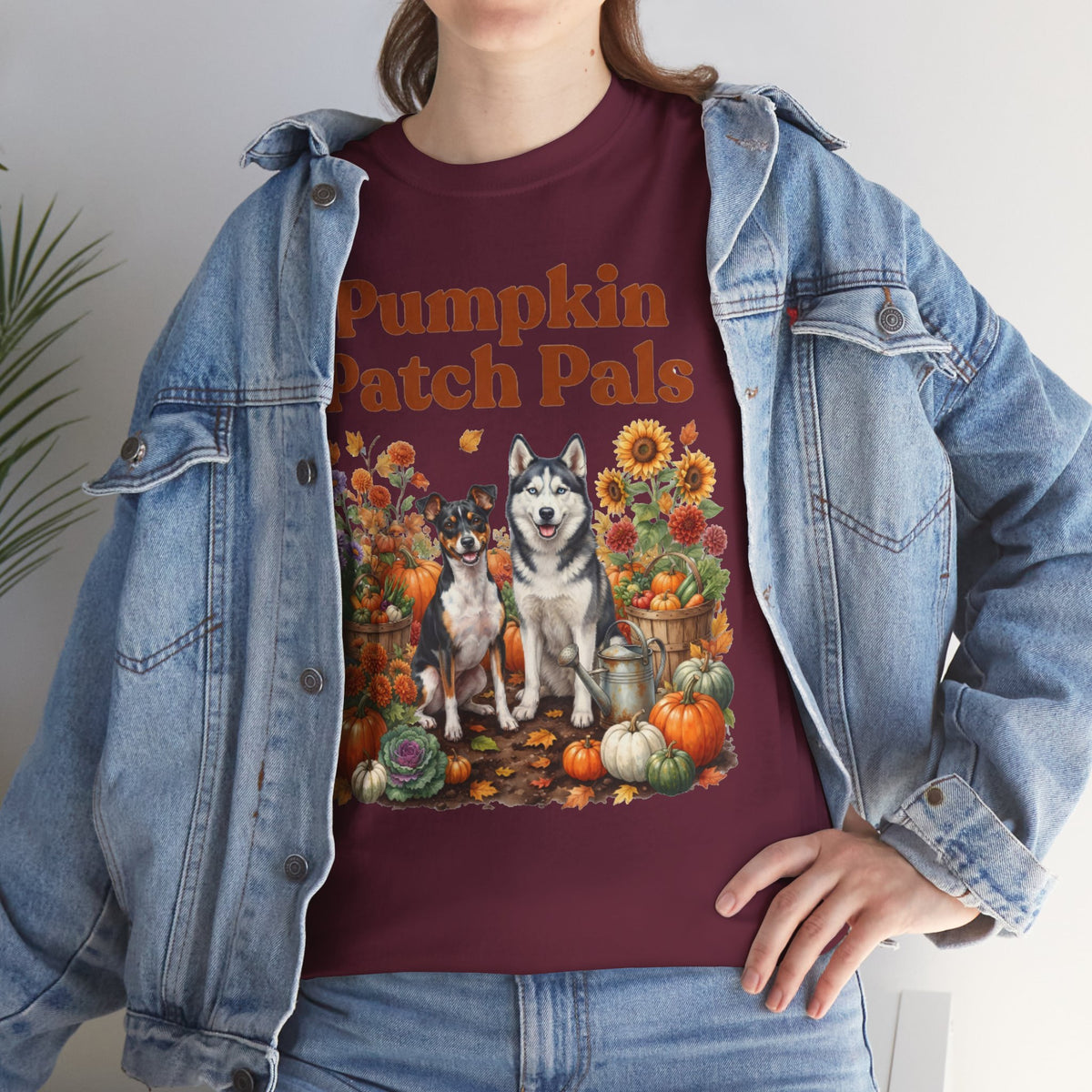 Pumpkin Patch Pals Tee — Fall Husky & Pumpkin Graphic T-Shirt
