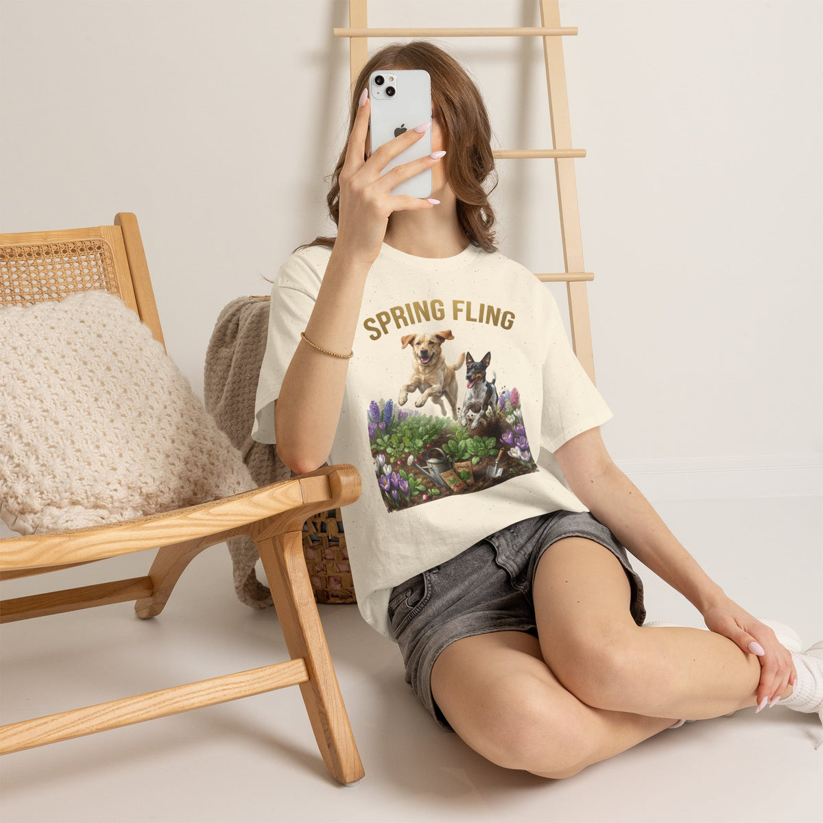 Spring Fling Yellow Lab & Rat Terrier Unisex T-Shirt